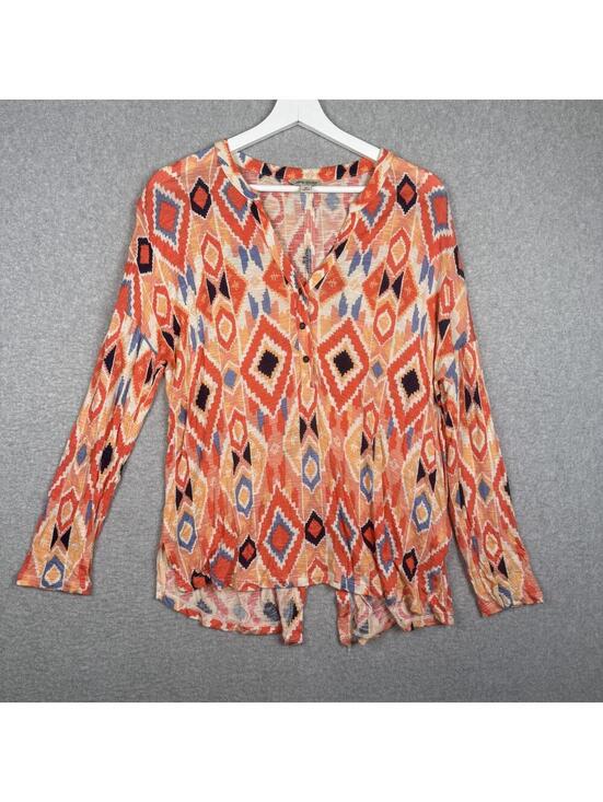 Lucky Brand Tops - Lucky Brand Blouse Women's Medium M Multicolor Geometric Aztec Long Sleeves Top